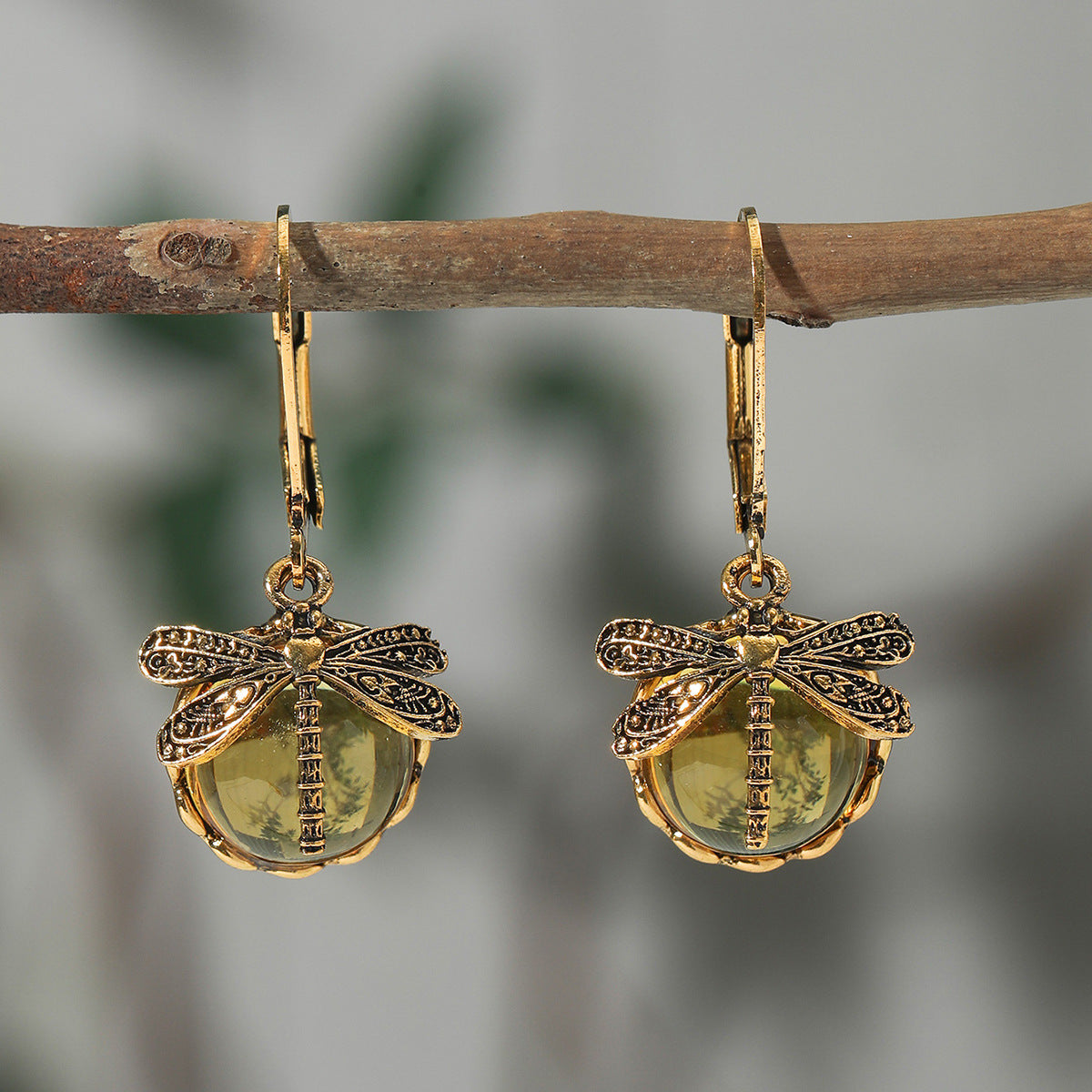 Wholesale Vintage Dragonfly Green Bohemian Earrings